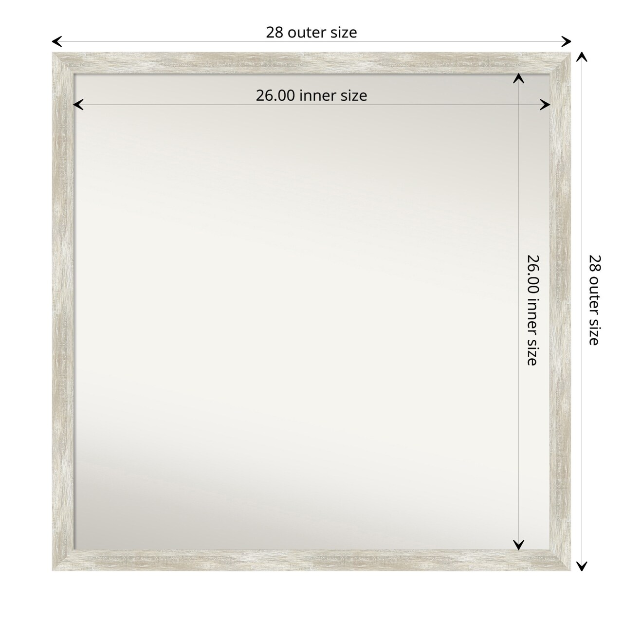 Amanti Art Non-Beveled Wall Mirror, Crackled Metallic Narrow Frame